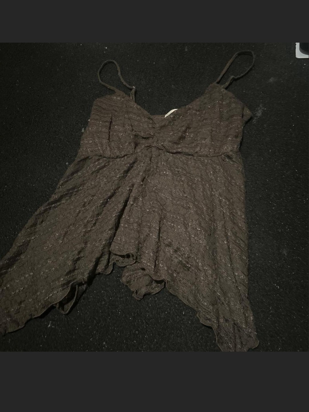 Women’s Black Lace-Textured Spaghetti Strap Top